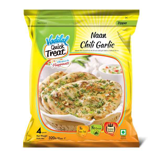 Buy Vadilal Chili Garlic Naan 4 Pcs Manpasand Quicklly