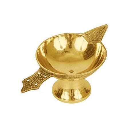 BRASS HEAVY DIYA W/ STAND 2 Inch