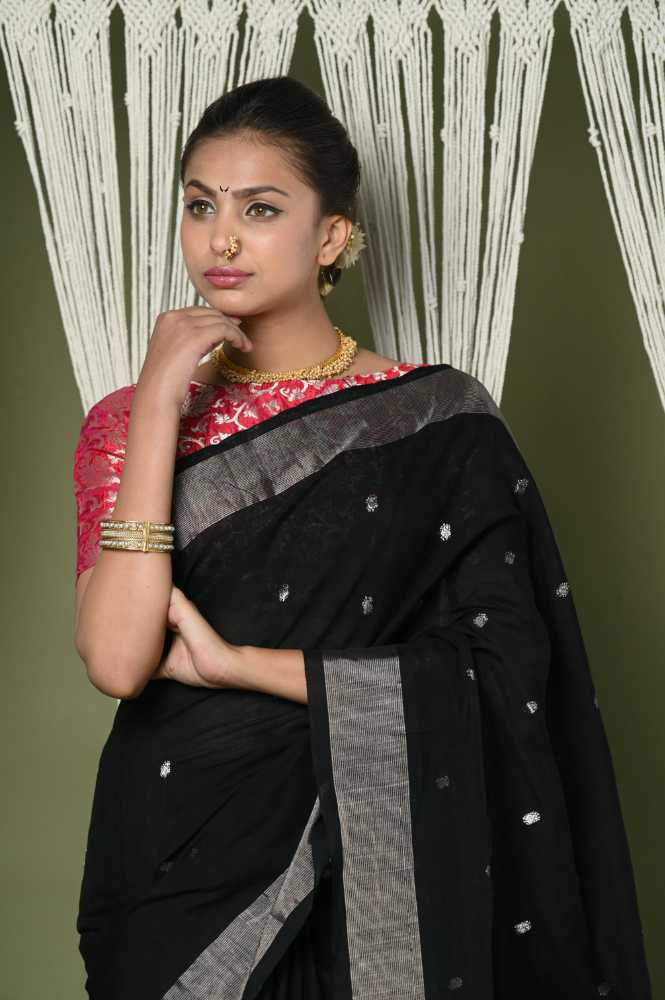 Traditional Handloom Pure Cotton Paithani With Handwoven Traditional Pallu 
