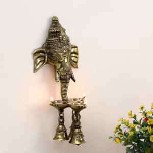  Ganesha Deepak With Bell Brass Wall Hanging And Artifact