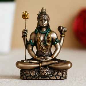  Meditating Lord Shiva Cold Cast Bronze Resin Decorative Figurine