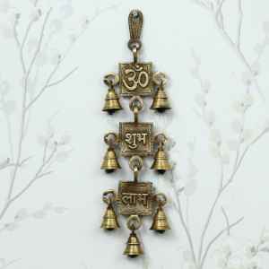  Om Shubh Labh Brass Wall Hanging Bells