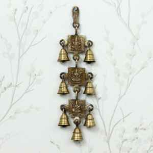  Brass Ganesha Laxmi Saraswati Wall Hanging Bells
