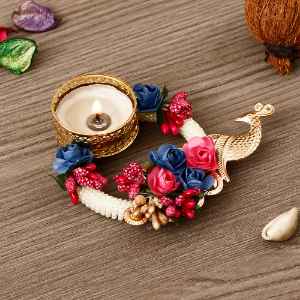  Metal Peacock And Floral Handcrafted Decorative Tea Light Holder