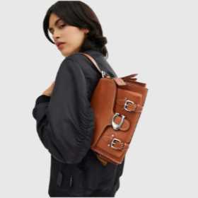 COACH Cargo Soft Tabby Leather Satch Silver Burnished Amber