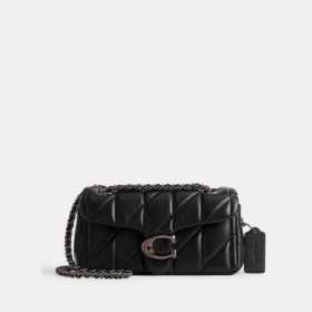 COACH Quilted Leather Mini Tabby Shoulder Brass Black
