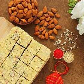 Bhai Dooj Wishes Soan Papdi And Almonds Combo