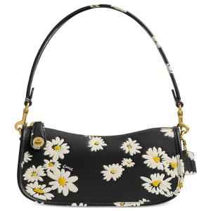 COACH Swinger 20 Floral Print Leathe Brass Black M