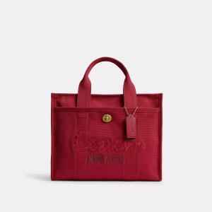 COACH New Year Medium Cargo Tote Bag Brass Ruby