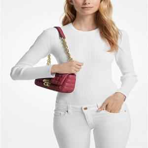 Michael Kors Small Quilted Leather Convertible Deep Red