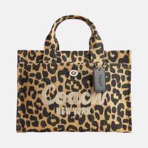 COACH Leopard Varsity Canvas Tote Silver Leopard