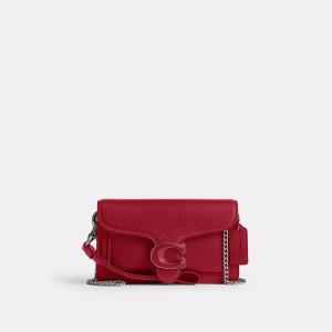 COACH Polished Pebble Leather Mini Tabby Silver Ruby