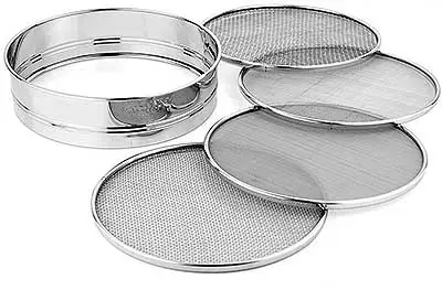 Sieve With 4 Interchangeable Mesh Screens  7.5 Inch