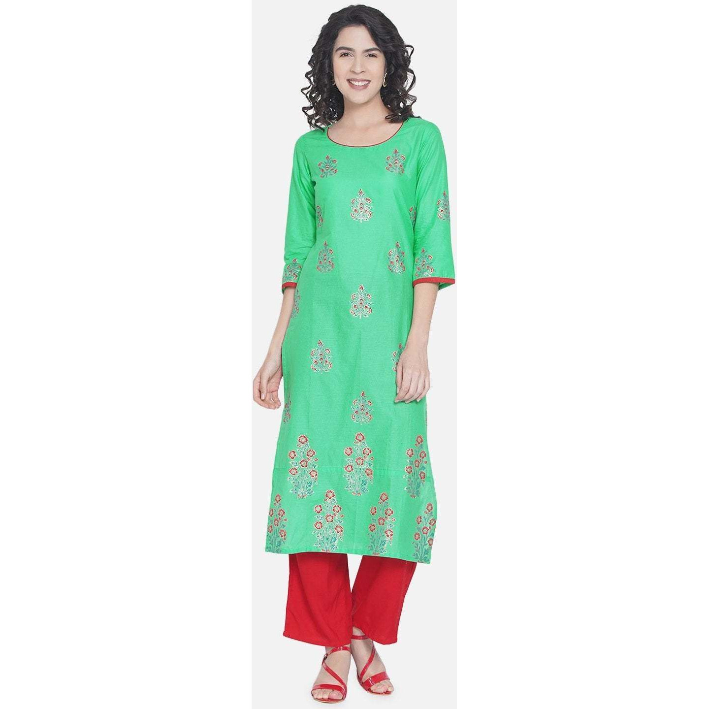 NOZ2TOZ Women Printed Straight Kurta 