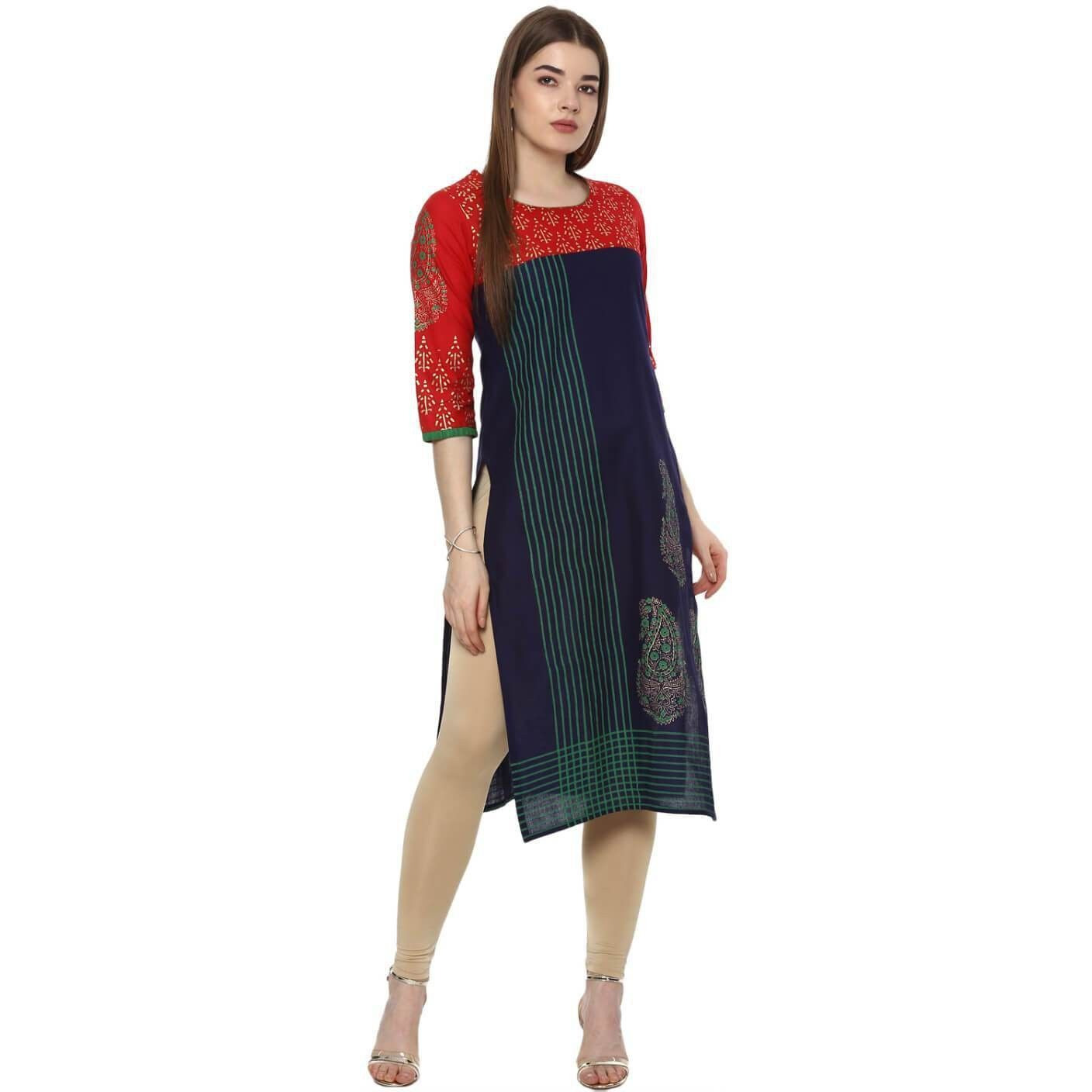 NOZ2TOZ Women Striped Straight Kurta Multicolor