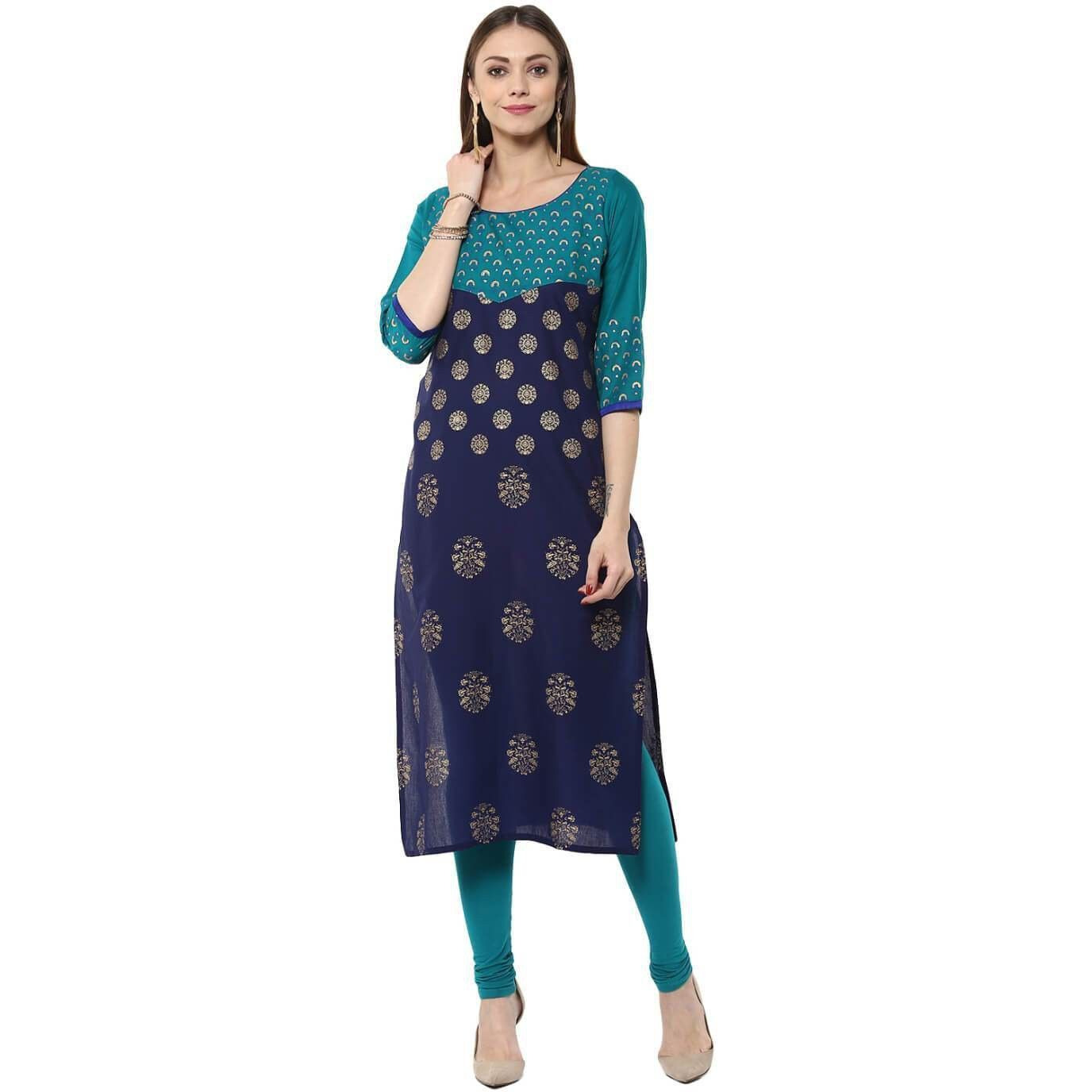 NOZ2TOZ Women Printed Straight Kurta Multicolor