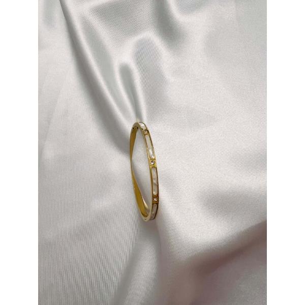 Motherofpearl and stone cuff bracelet stainless steel anti tarnish waterproof jewelry