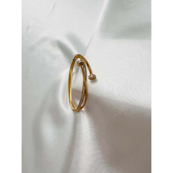 Nail cuff bracelet with stones  Stainless steel waterproof anti tarnish jewelry