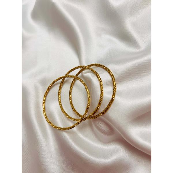 Stackable 3 piece coil bangle bracelet stainless steel anti tarnish jewelry