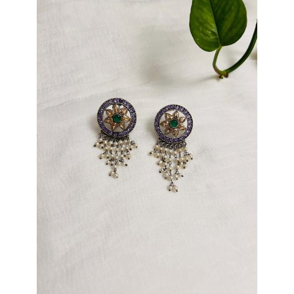 Purple stone earring  Beautiful stone earring  Indian jewelry