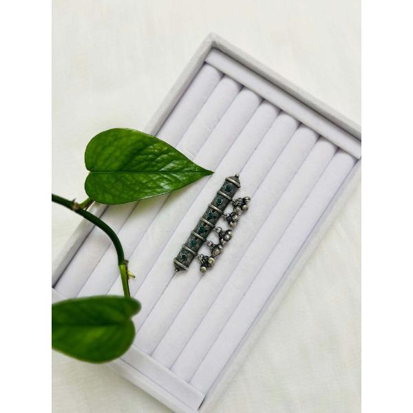 Silver oxidized ghungroo ring  Green stones Boho style ring  Free size adjustable  Indian jewelry