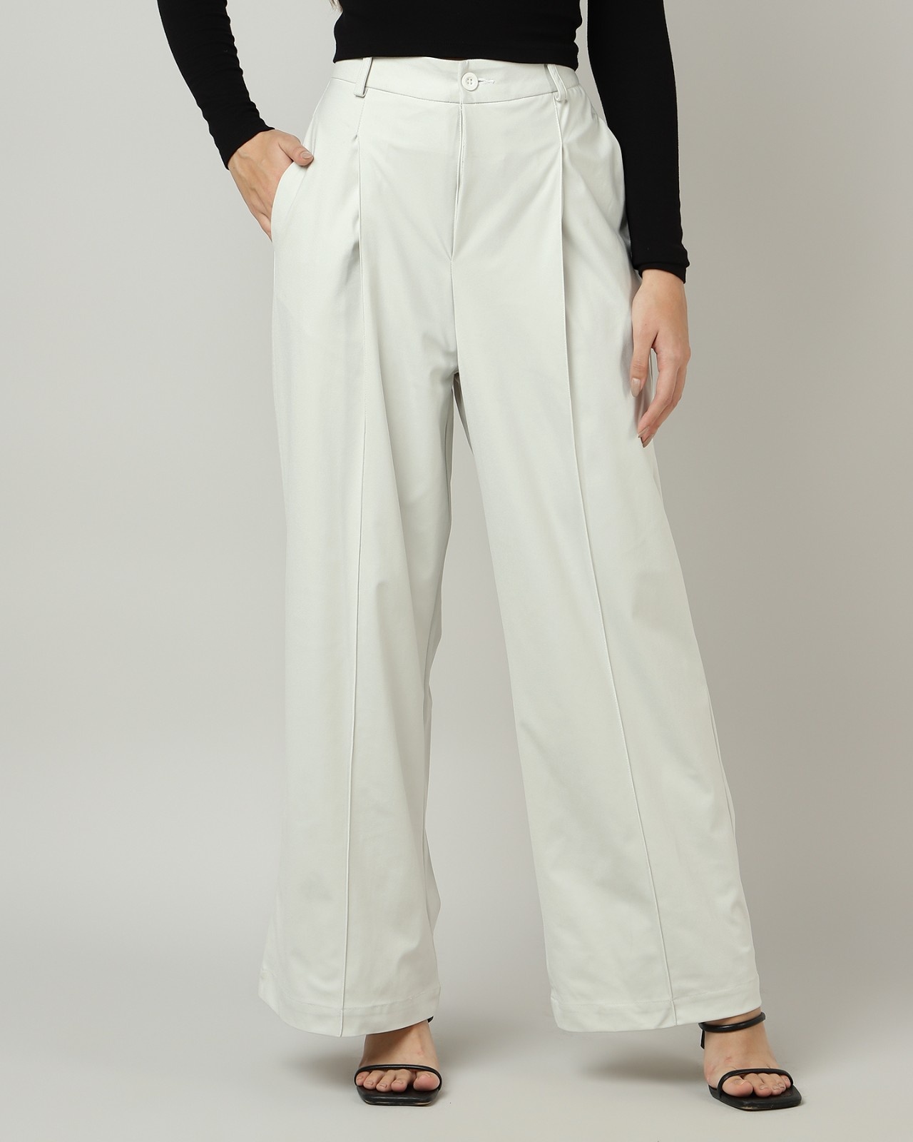 OffWhite Korean Pleated WideLeg Pants