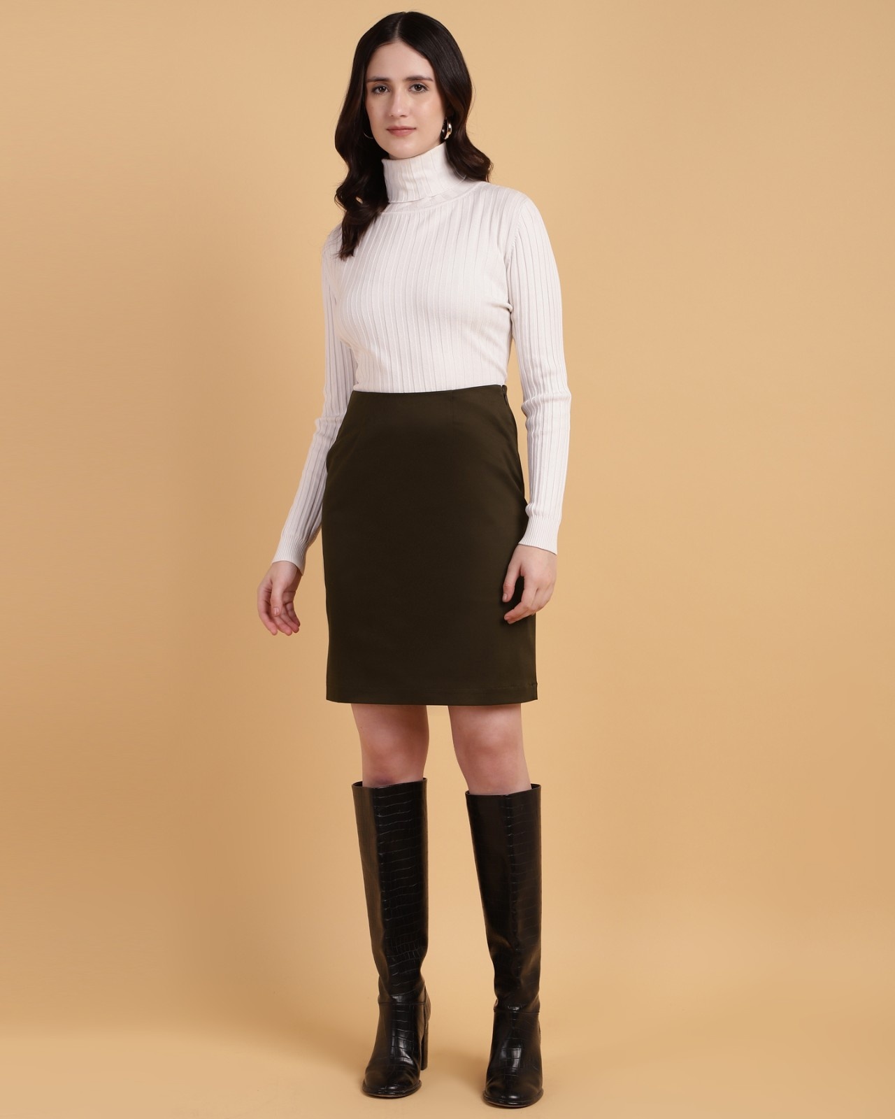 Brown Classic StraightCut Skirt