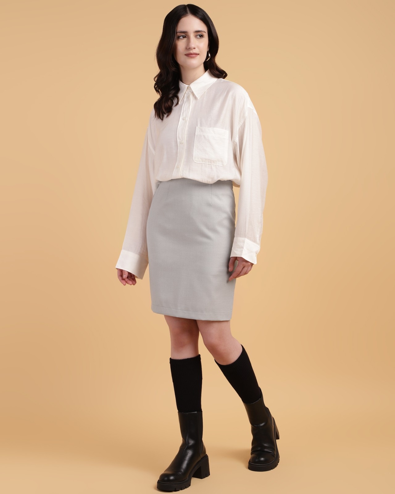 Grey Classic StraightCut Skirt