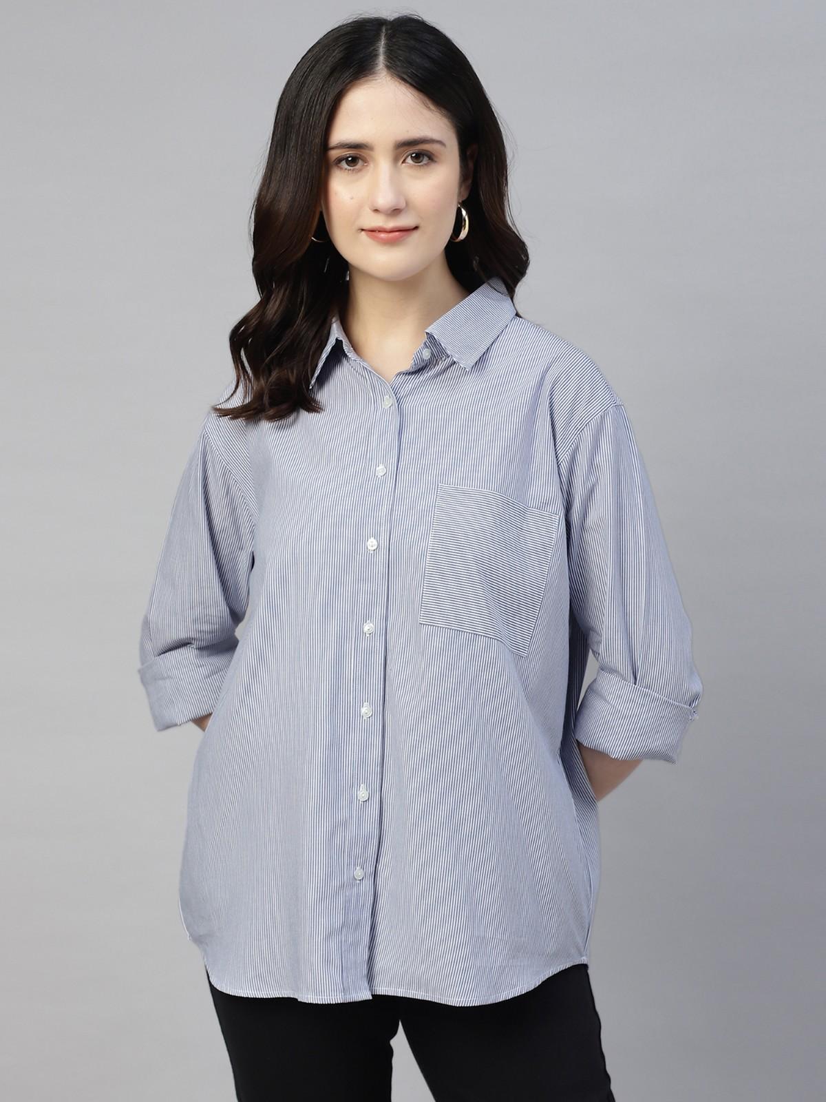 Blue striped oversized shirt