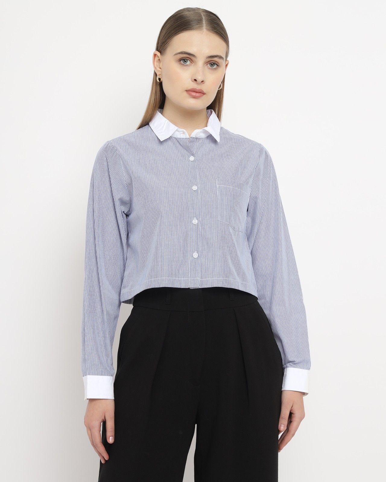 Striped Crop Banker Shirt