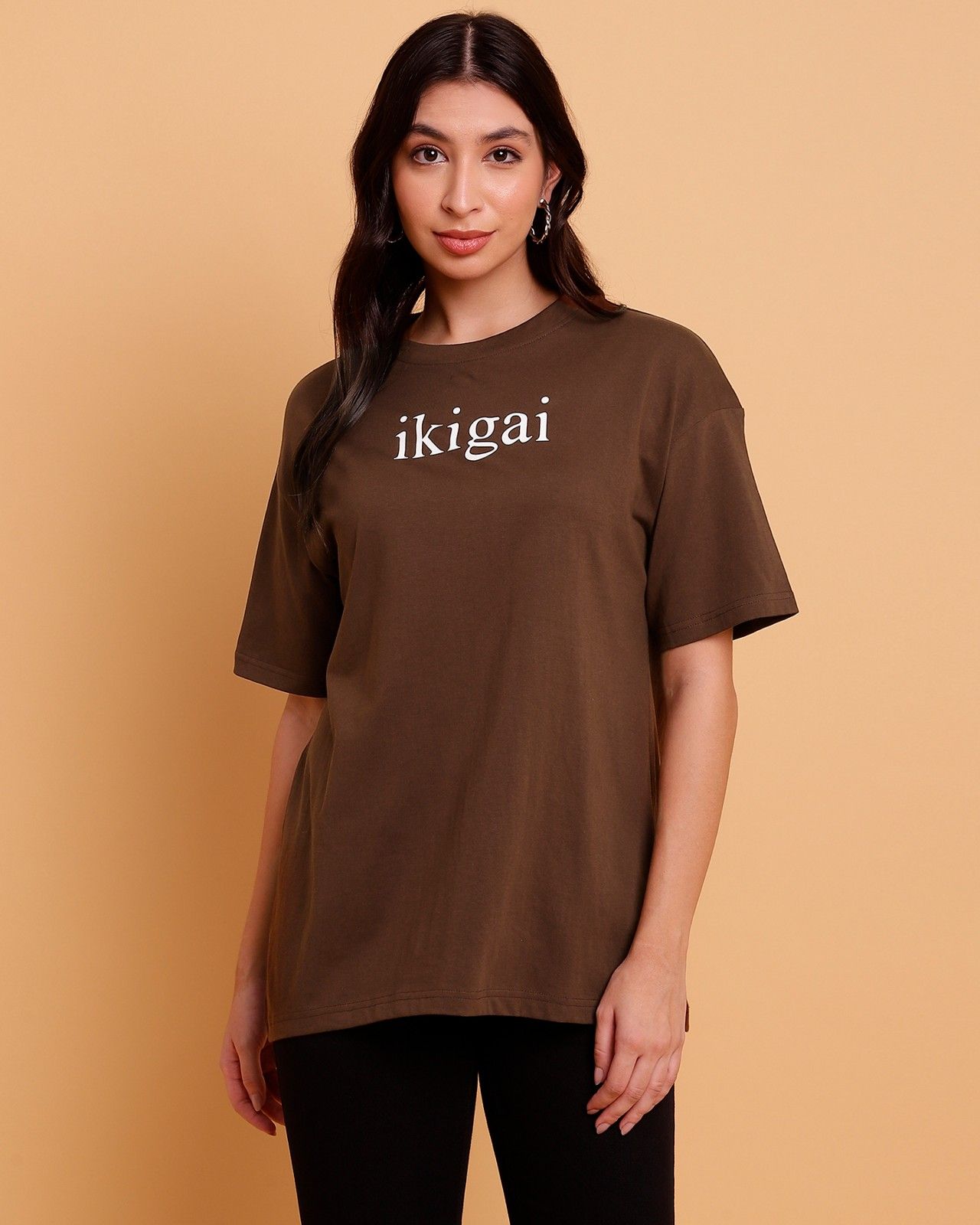 Brown Ikigai Graphic Oversize TShirt
