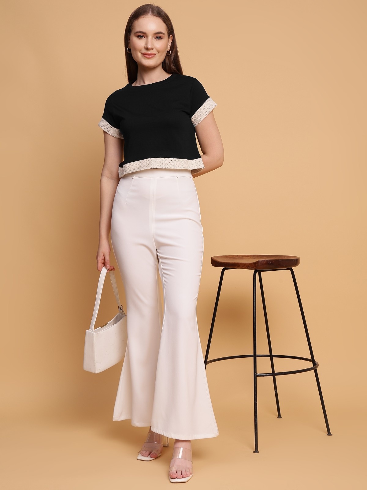 Elegant Lace Crop Top Black Color