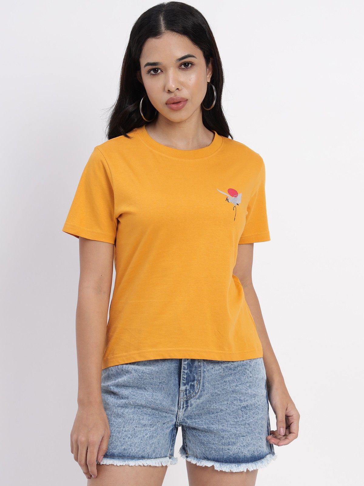 Gold TShirt featuring Vibrant Flamingo Print