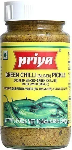 Priya Green Chili (sliced) Pickle With Garlic 300Gm