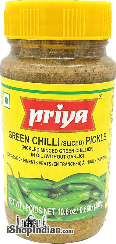 Priya Green Chili (sliced) Pickle Without Garlic 300Gm