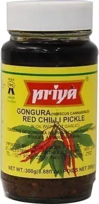 Priya Gongura Red Chili Pickle Without Garlic 300Gm