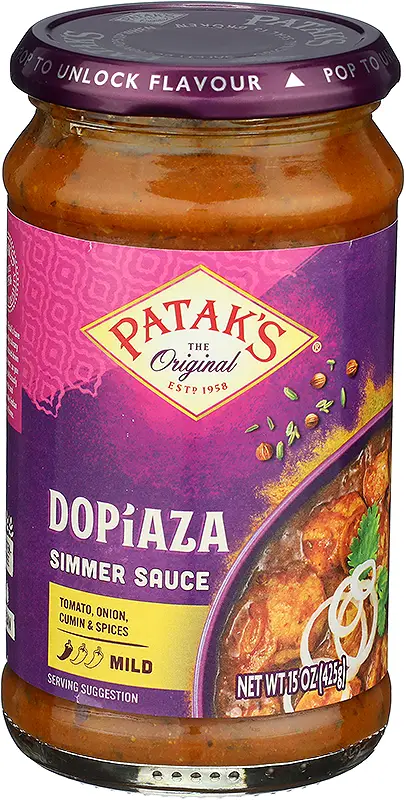 Patak's Dopiaza Curry Simmer Sauce (tomato  Onion & Cumin - Mild) 1Pack