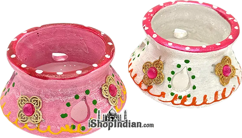Cutting Matki Diyas (various Colors) 6Pcs