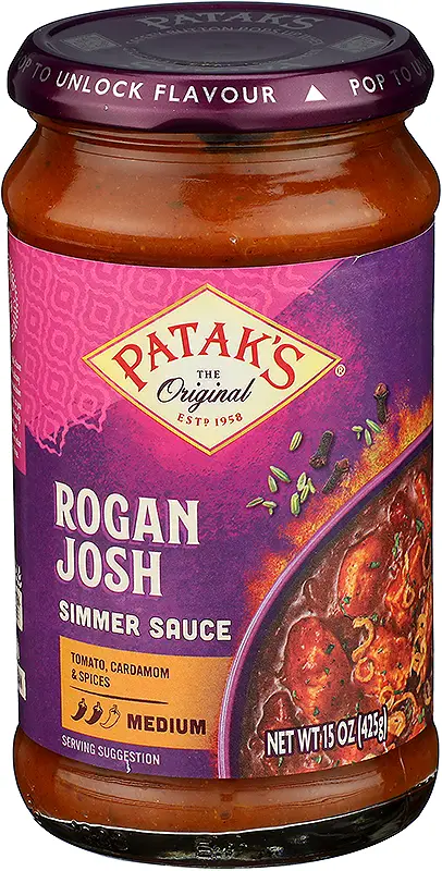 Patak's Rogan Josh Curry Simmer Sauce (tomato & Cardamom - Medium) 15Oz