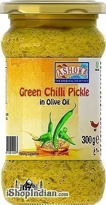 Ashoka Green Chilli Pickle In Olive Oil 300Gm