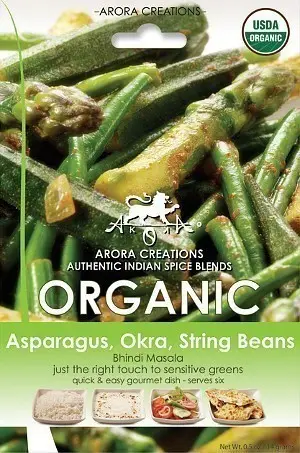 Arora Creations Organic Green Veggie (asparagus  Okra  String Beans) Masala 6Pack