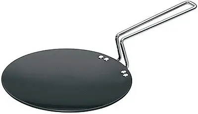 Futura Hard Anodised Concave Tava Griddle  10-inch  With Steel Handle (l52) 1Count