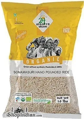 24 Mantra Organic Sona Masuri Rice - Handpounded - Semi-brown Rice 10Lbs