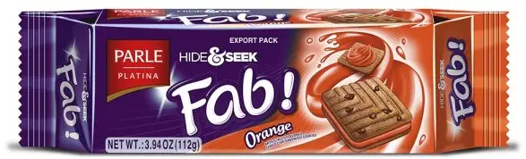 Parle Hide & Seek Fab! - Orange Cream Sandwich Cookies 112Gm