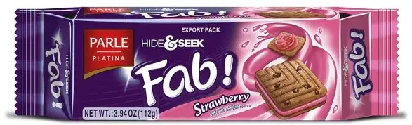 Parle Hide & Seek Fab! - Strawberry Cream Sandwich Cookies 112Gm