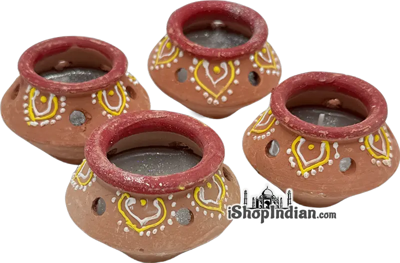 Traditional Garba Matki Diya With Wax 4Pack