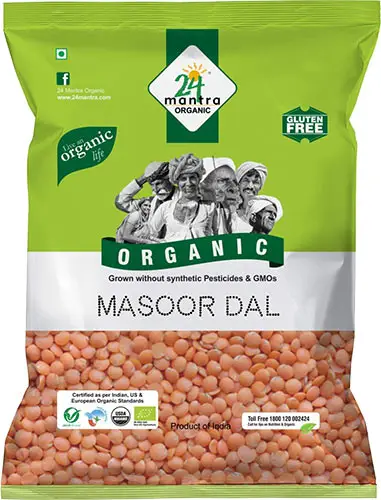 24 Mantra Organic Masoor Dal (red Lentil) 4Lbs