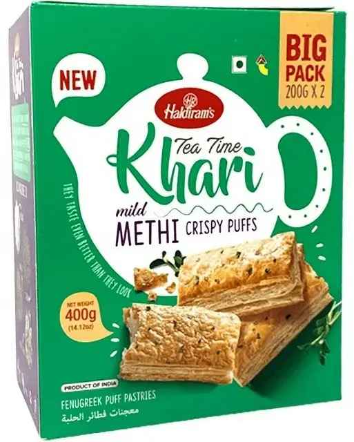 Haldiram's Tea Time Khari (puff Pastry) Methi / Fenugreek 400Gm