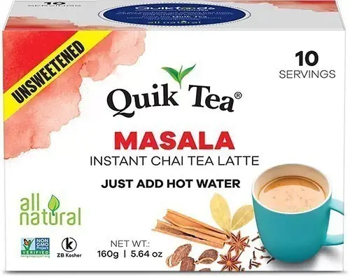 Quik Tea - Instant Masala Chai (10 Pack) - Unsweetened 5.64Oz