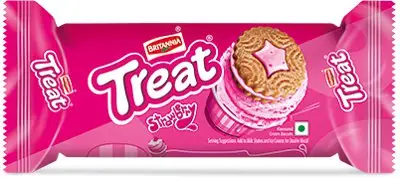 Britannia Treat Biscuits - Strawberry Cream Flavor 4.23Oz